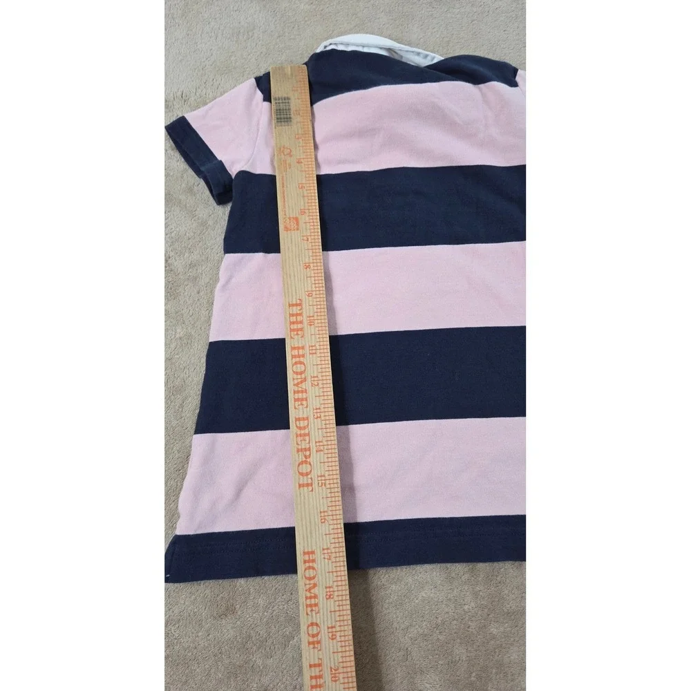 Vintage J. Crew Always Oarsman Polo‎ Rugby Shirt Girls Size 3T Blue Pink Stripe